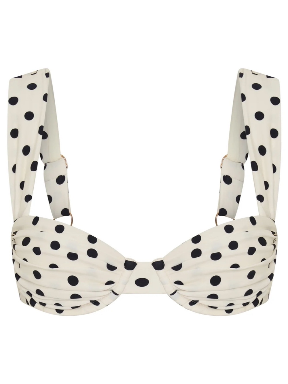 Polka Dot Underwire Bikini Top - Ivory/Black